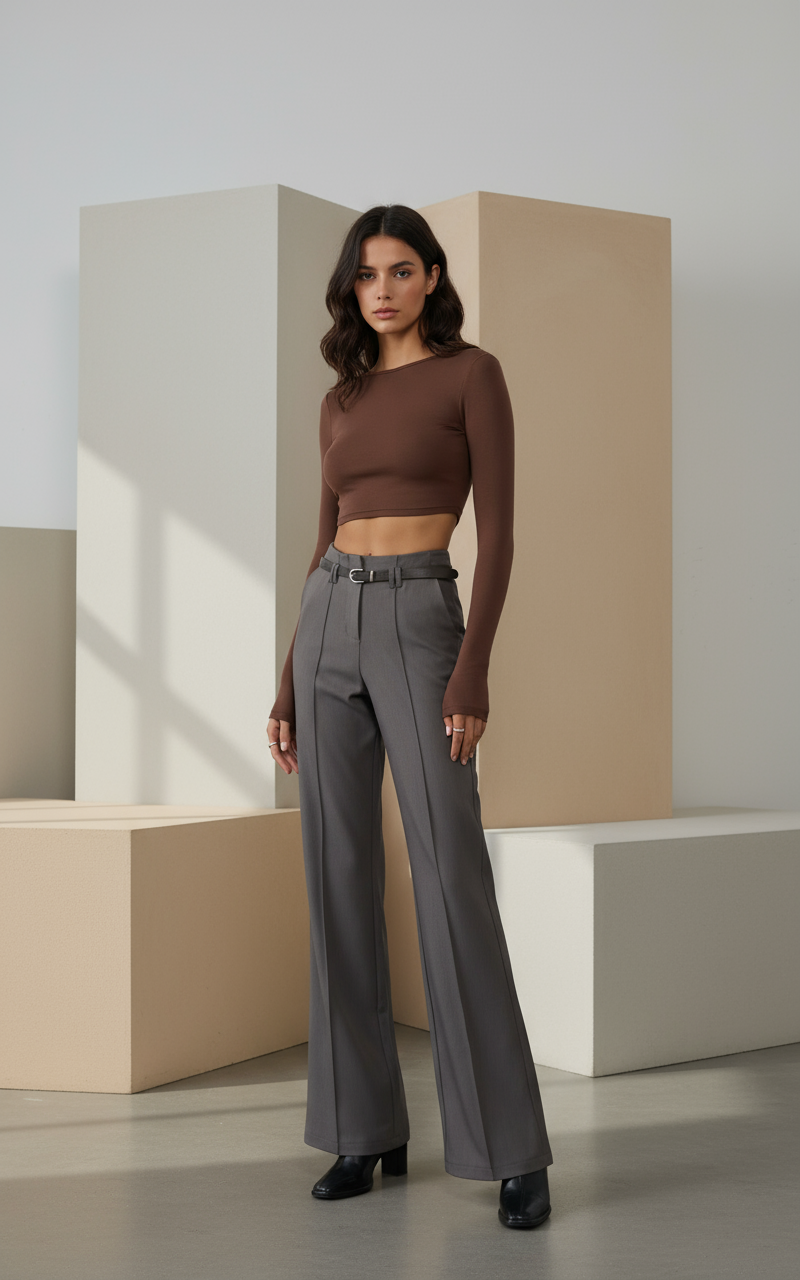 Γκρι παντελόνι ίσια γραμμή