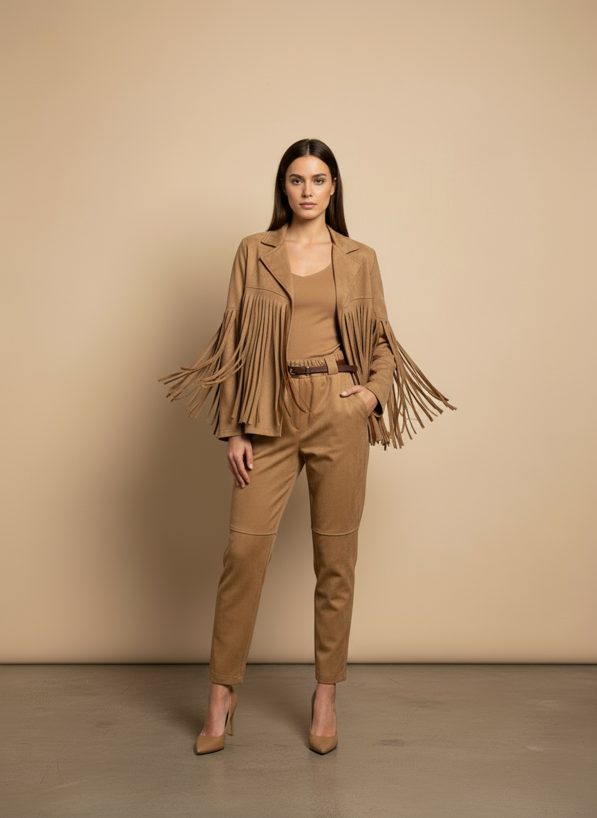 Σουέτ Σετ με Κρόσια Oversized - Καφέ Καμελ Μαύρο