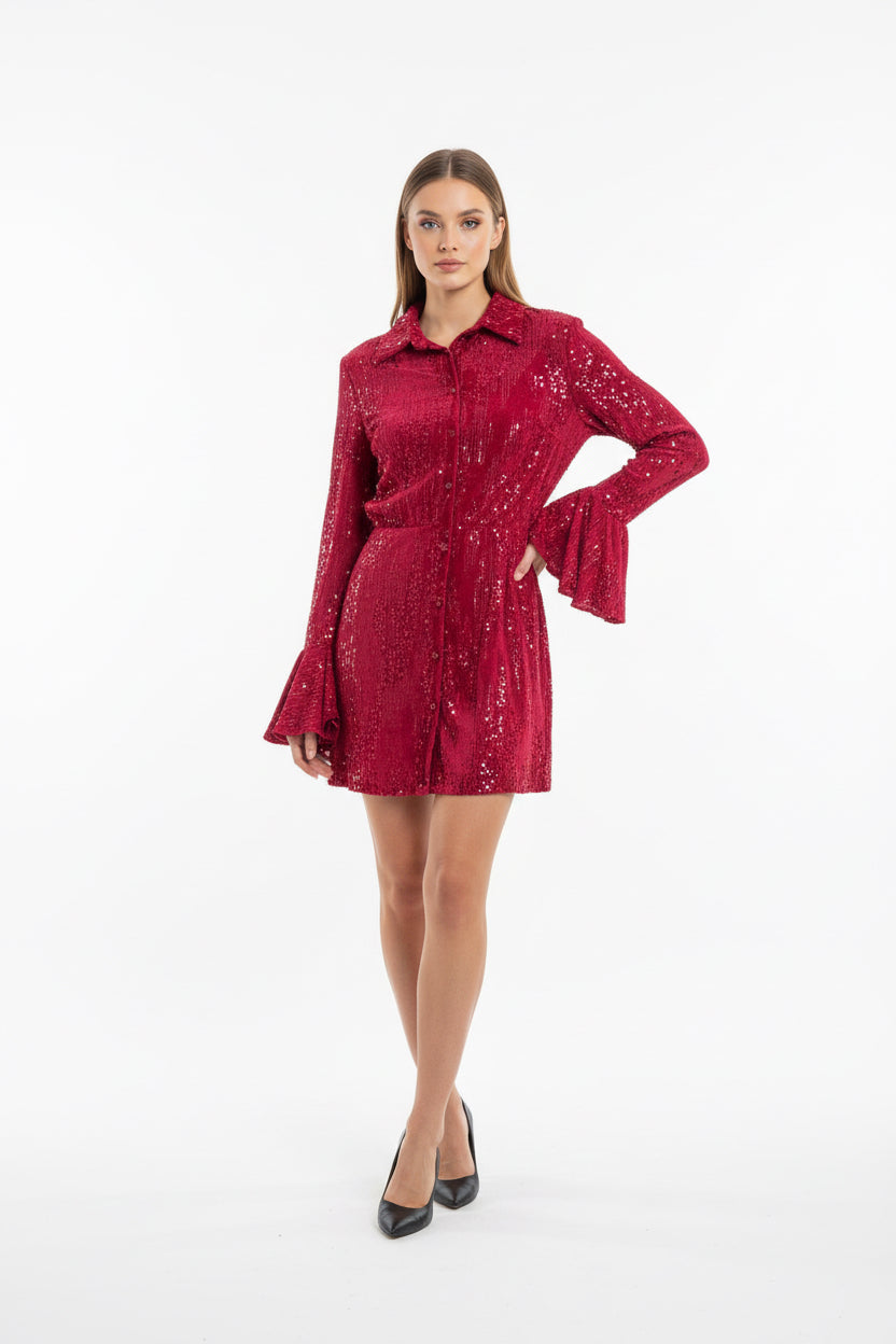 Κοντό Βελούδινο Φόρεμα Κόκκινο – Petite
