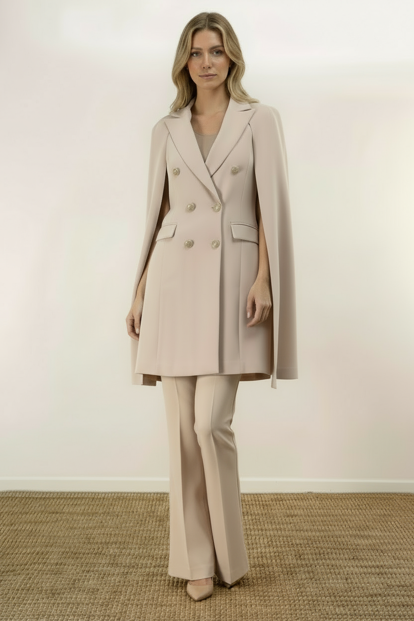 Μαντώ Blazer Φόρεμα Μπεζ - Γυναικείο Σετ με Παντελόνι