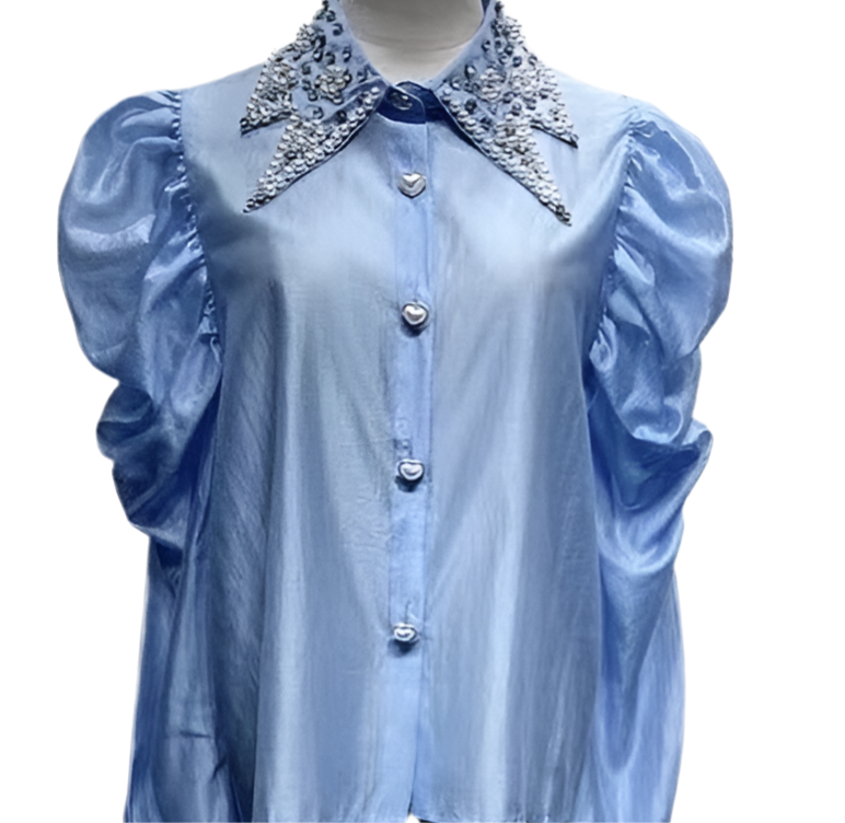 Πουκάμισο με πέρλες και στρας στο γιακά