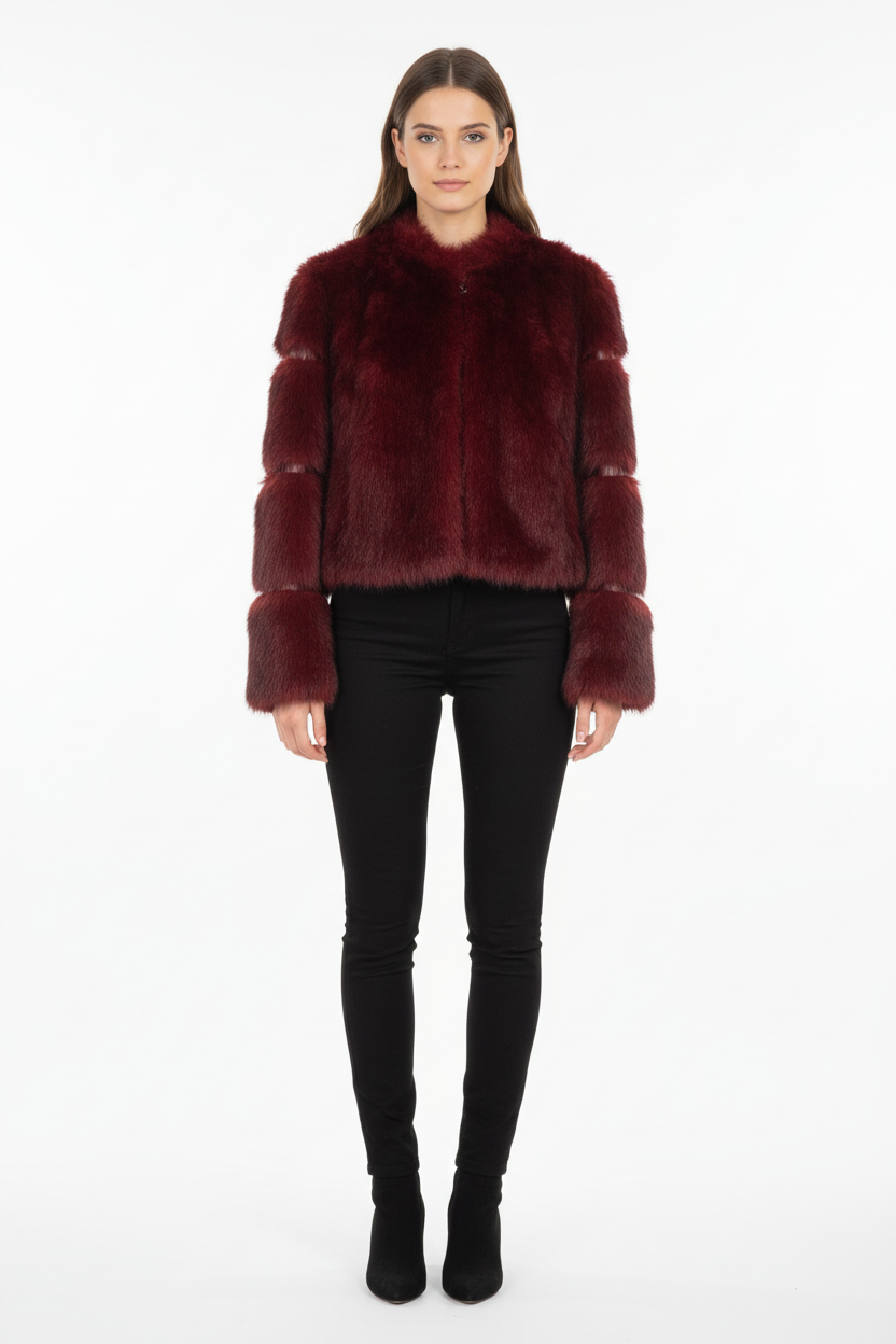 Γούνινο Jacket Μπορντώ - Faux Fur Γυναικείο