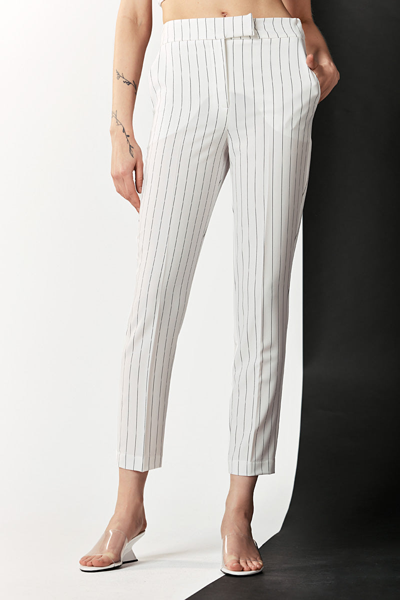 Λευκό παντελόνι με μαύρη ρίγα pencil