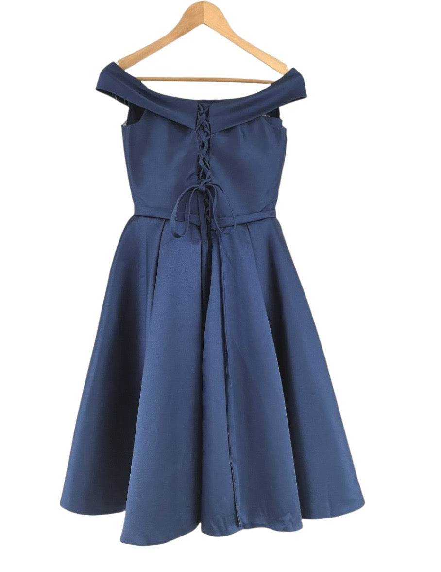 Φόρεμα εποχής κορσέ Α γραμμή μπλε navy