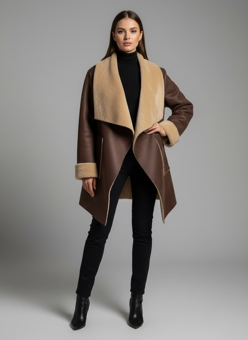 Μουτόν καφέ με καμελ γούνα