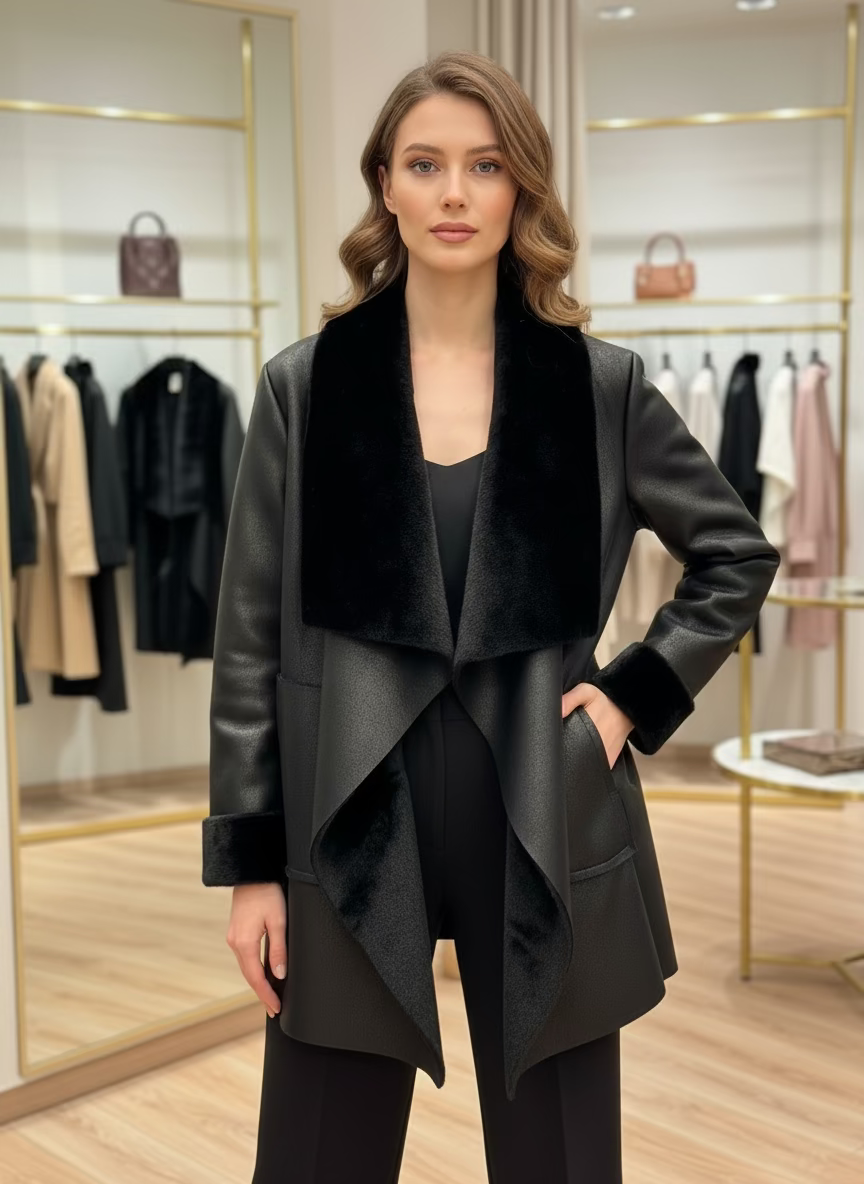 Μουτόν μαύρο με γούνα