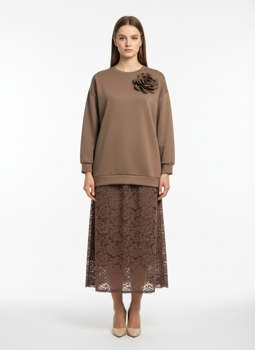 Casual φόρεμα με δαντέλα