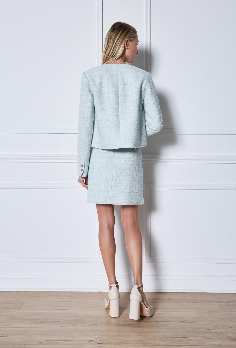Σακάκι ζακέτα tweed γαλάζια