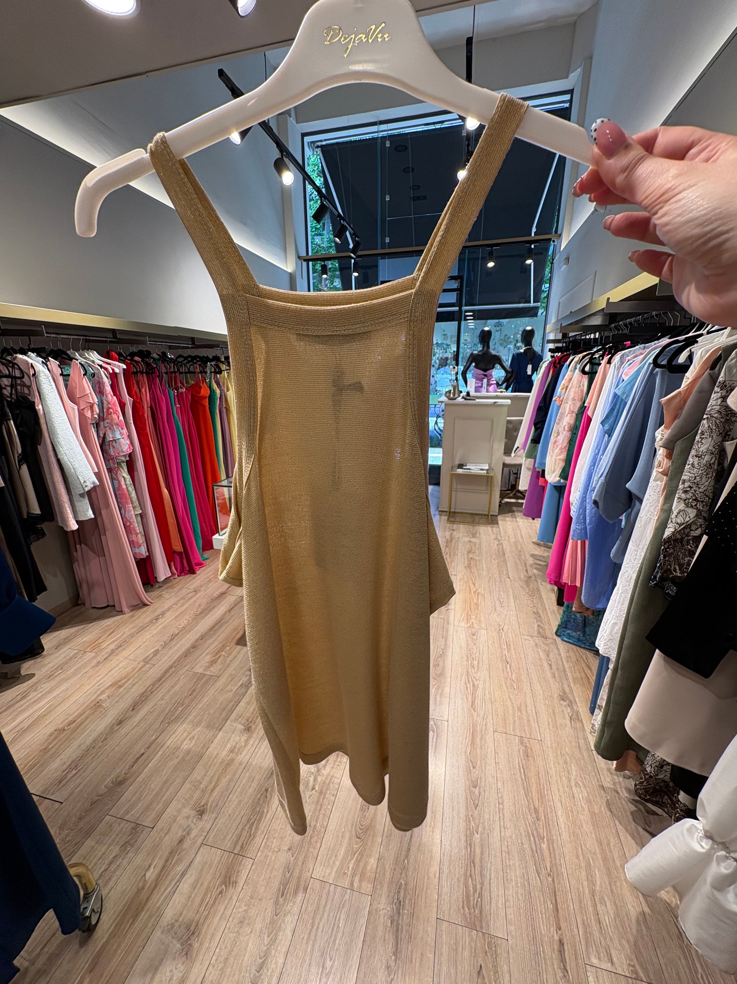 Φανελάκι lurex με αθλητική πλάτη ροζ & χρυσό