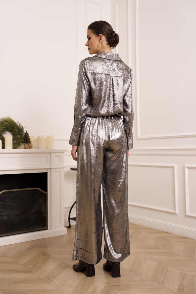 Σετ παντελόνι πουκάμισο ασήμι