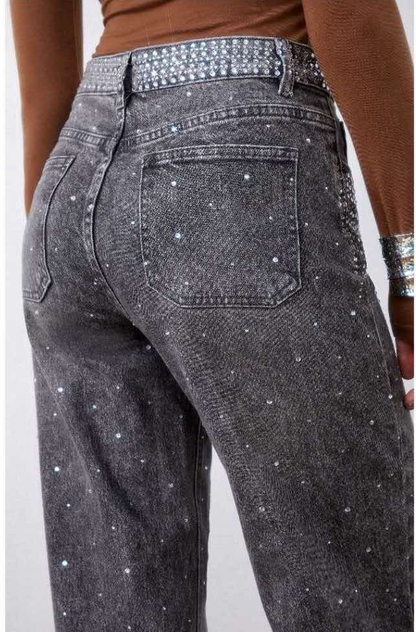 Γκρι τζιν παντελόνι με στρας