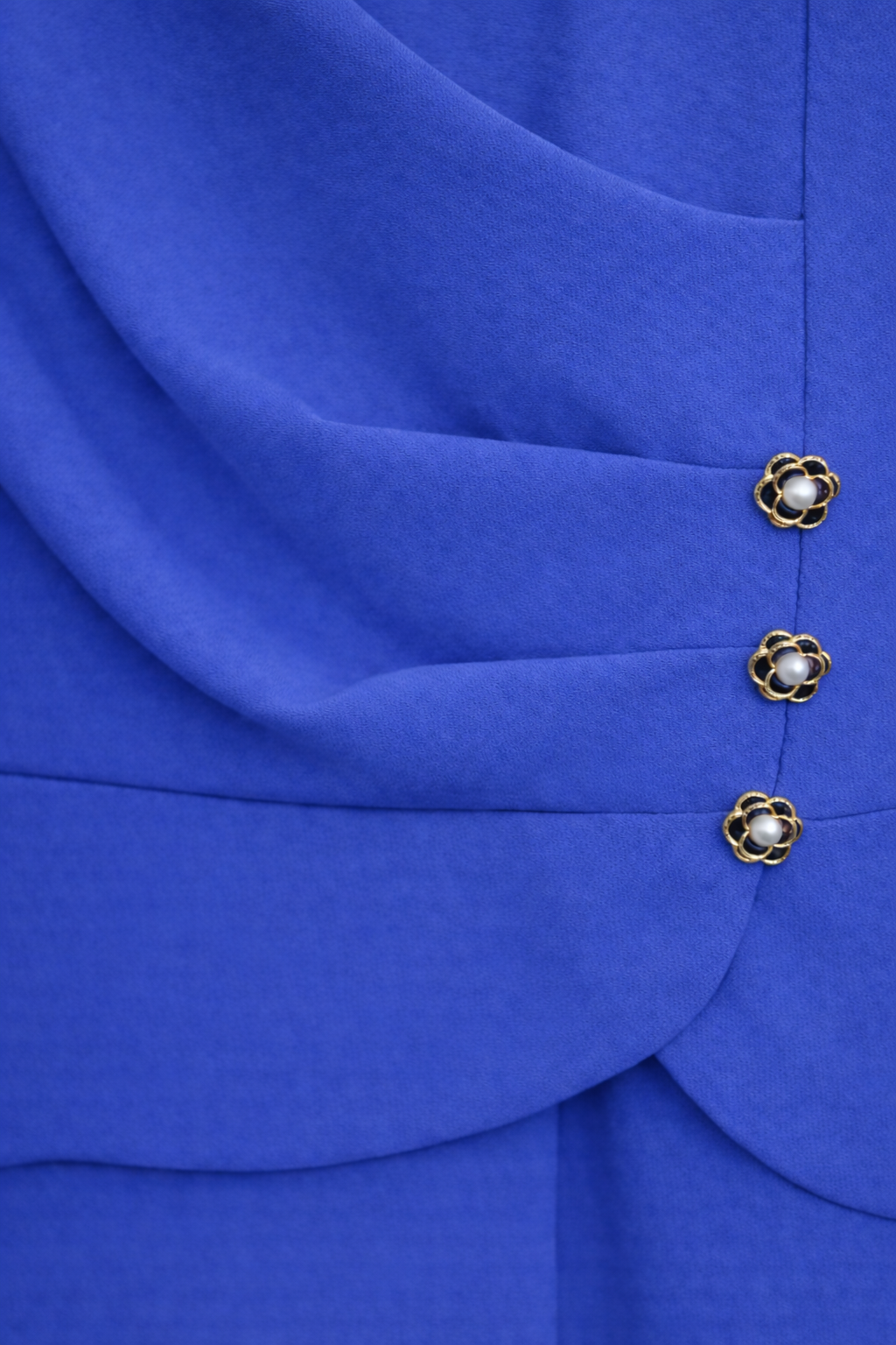 Μπλε Επίσημο Midi Φόρεμα με Peplum Μέση – Elegant Φόρεμα για Γάμο & Βάπτιση