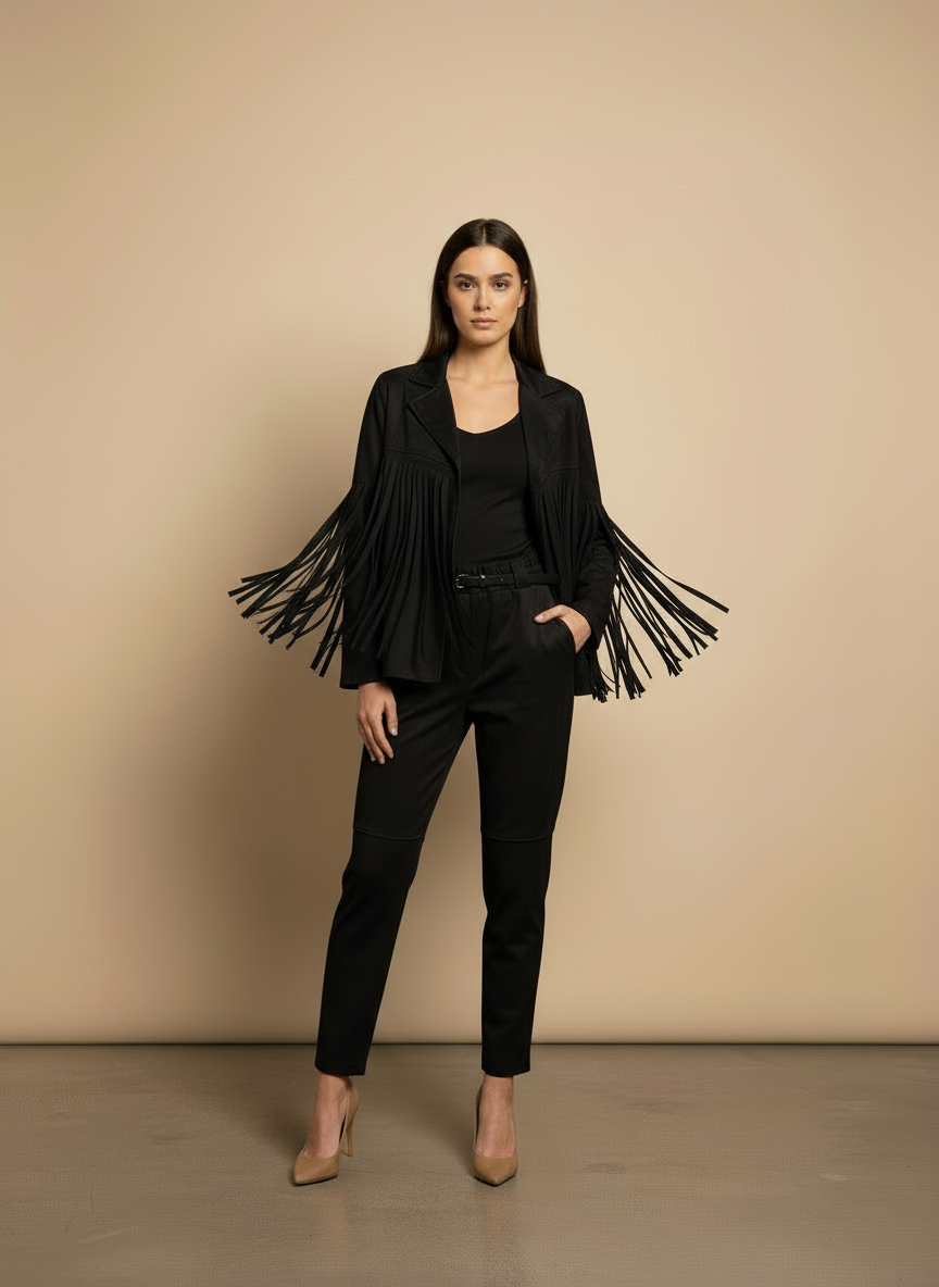 Σουέτ σετ με κρόσια, καφέ , καμελ , μαύρο.