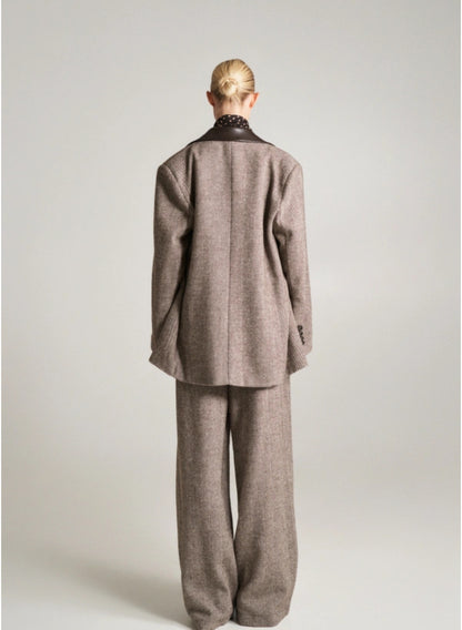 Blazer με δερμάτινες λεπτομέρειες oversized