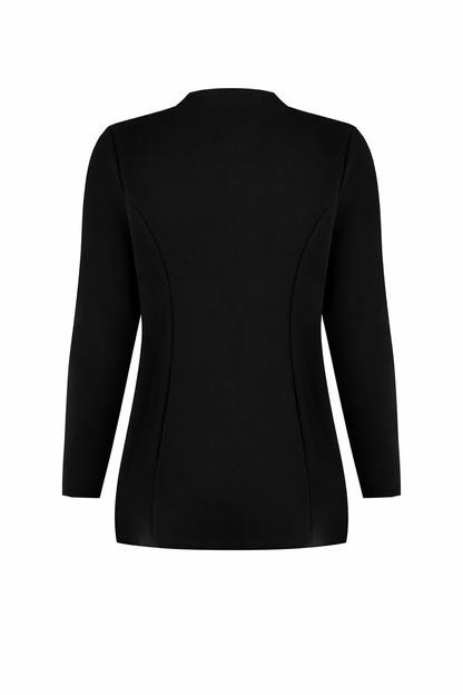 Rinascimento Γυναικείο Σακάκι Μακρύ Μαύρο & Μπεζ Plus Size