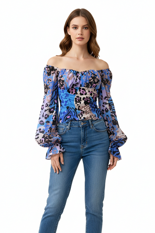 Τοπ μπούστο με animal print λεπτομέρειες