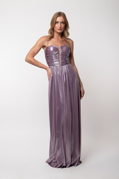 Maxi φόρεμα lurex λιλά για γάμο & βάφτιση