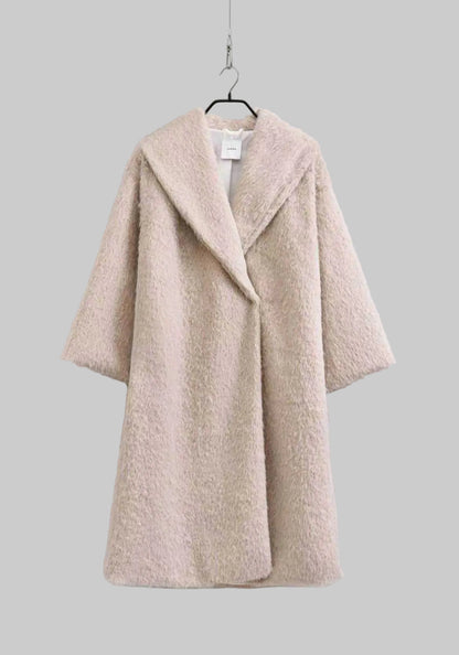 Μπεζ Παλτό με Όψη Γούνας - Γυναικείο Faux Fur