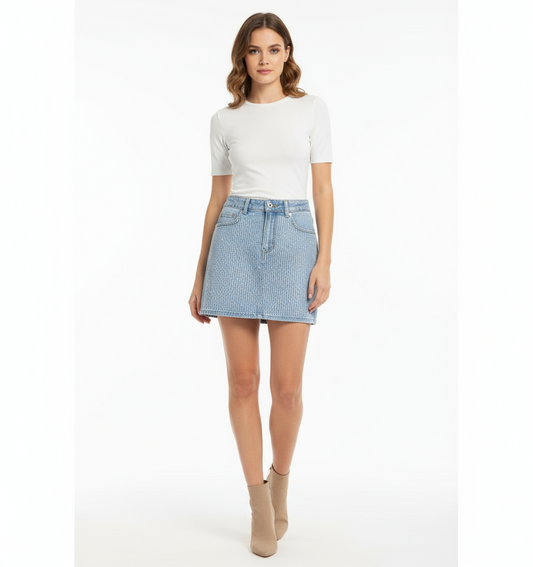 Τζιν φούστα κοντή με στρασακια