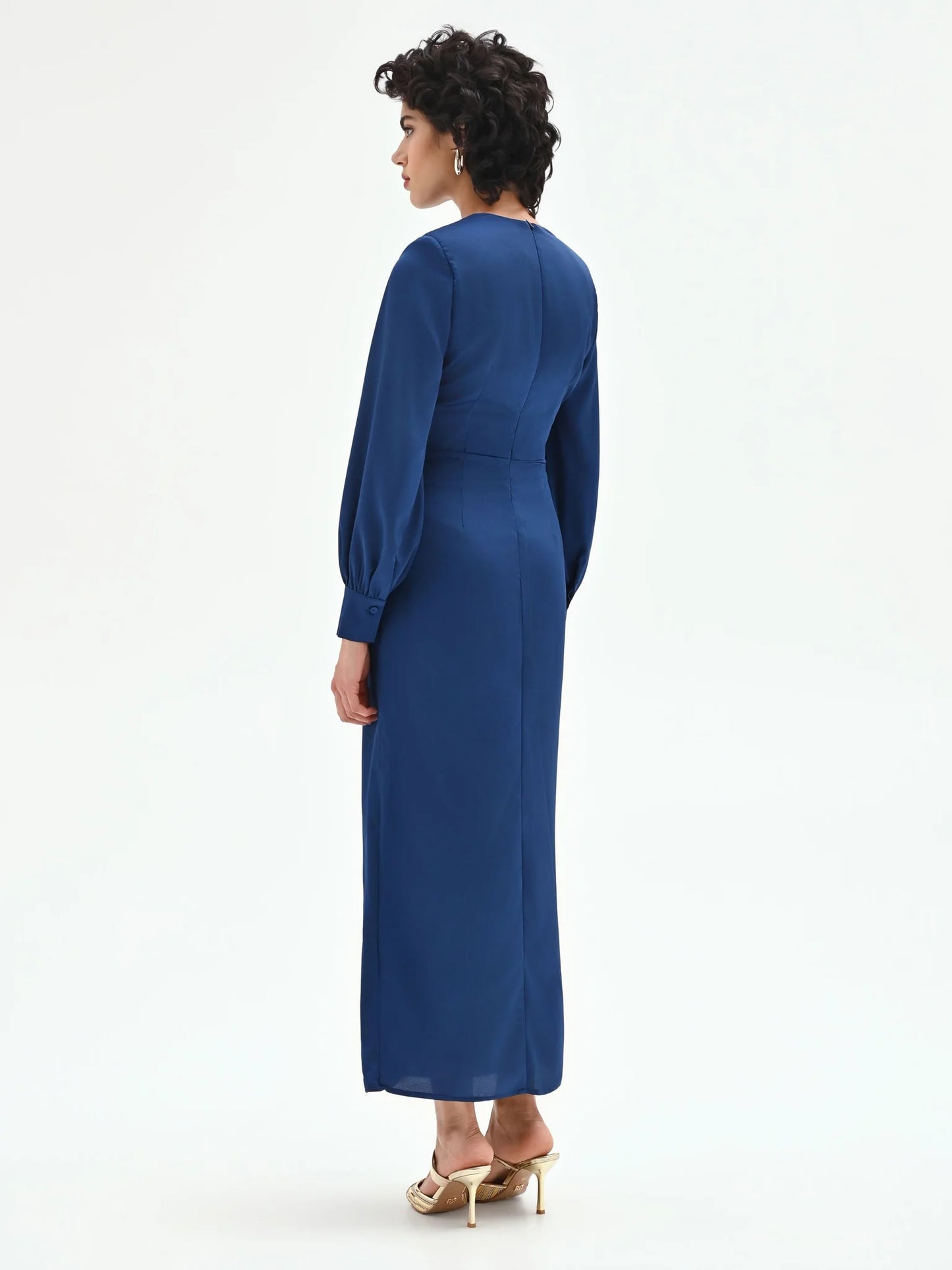 Rinascimento Γυναικείο Φόρεμα Maxi με Μανίκι & cutouts μπλε σκούρο για Γάμο & Βάπτιση