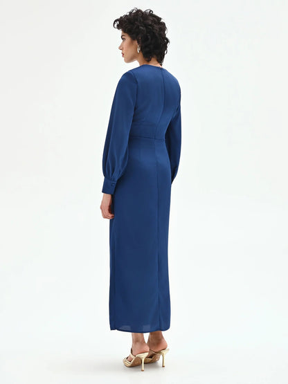 Rinascimento Γυναικείο Φόρεμα Maxi με Μανίκι & cutouts μπλε σκούρο για Γάμο & Βάπτιση