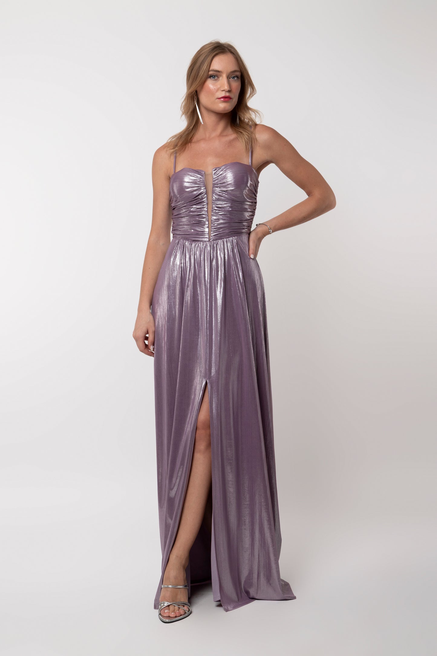 Maxi φόρεμα lurex λιλά για γάμο & βάφτιση