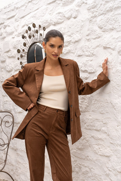 Σουέτ κοστούμι καφέ