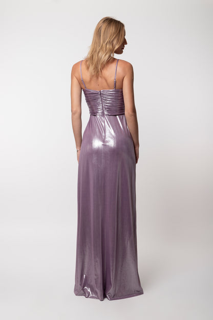 Maxi φόρεμα lurex λιλά για γάμο & βάφτιση