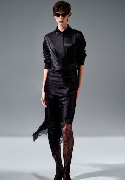 Σατέν Ασύμμετρη Φούστα Κόκκινη - Satin Asymmetric Skirt