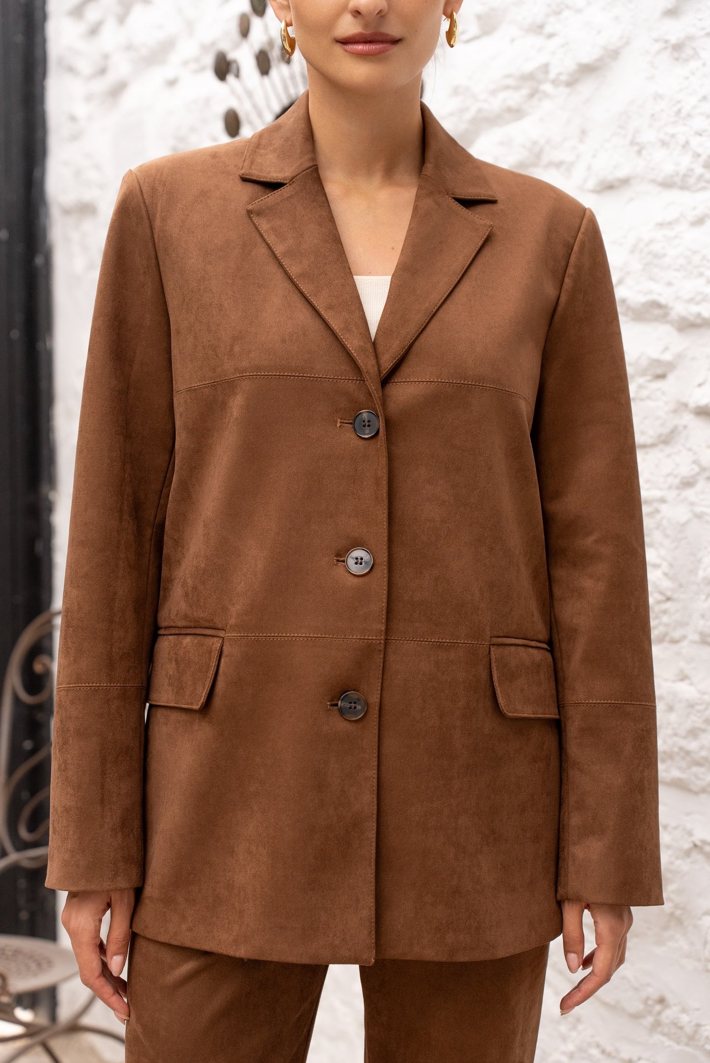 Σουέτ κοστούμι καφέ