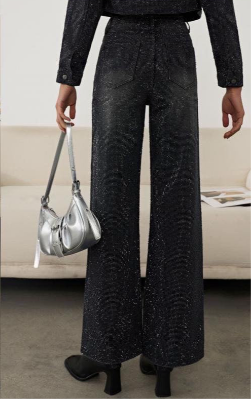 Τζιν παντελόνι μαύρο γεμάτο με στρας