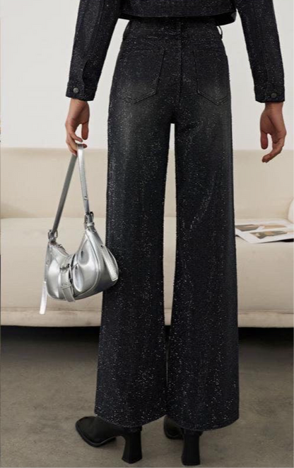 Τζιν παντελόνι μαύρο γεμάτο με στρας