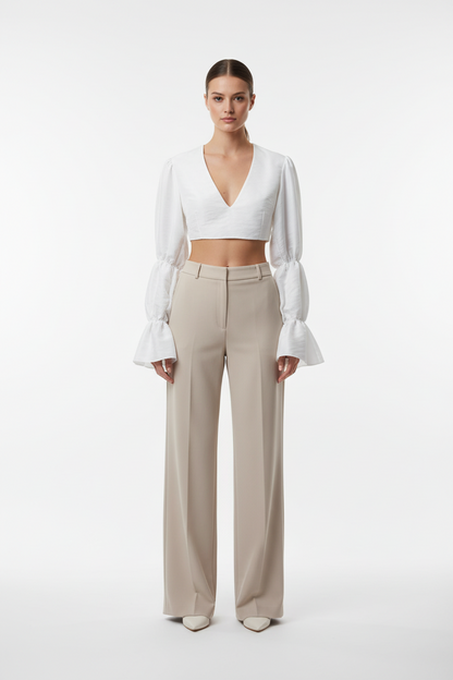 Crop Top με Φουσκωτό Μανίκι Ταφτά Triamia