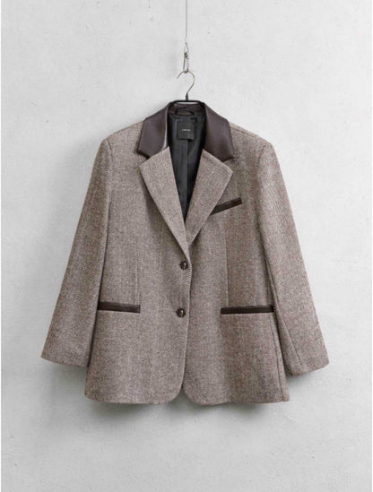 Blazer με δερμάτινες λεπτομέρειες oversized