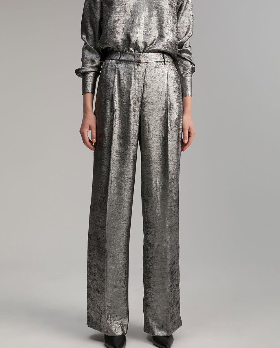 Παντελόνι Lola Casademunt Μπεζ Φαρδύ - Wide Leg Trousers