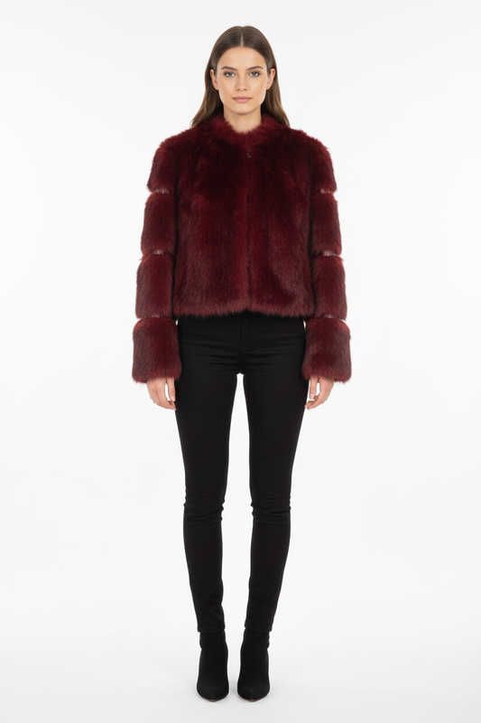 Γούνινο Jacket Μπορντώ - Faux Fur Γυναικείο