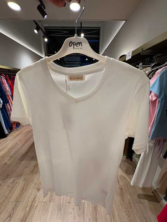 Basic T-Shirt V -neck λευκό & μαύρο one size