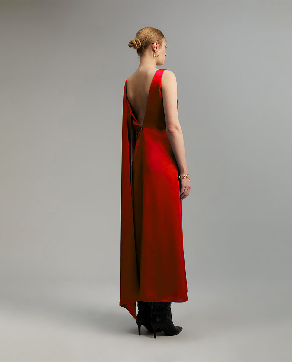 Designer φόρεμα Lola Casademunt κόκκινο maxi φουλάρι γυναικεία ρούχα Λάρισα