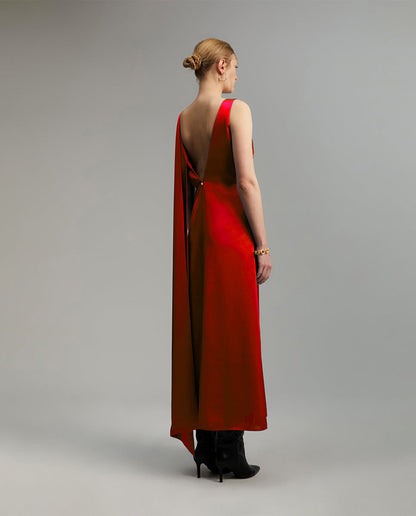 Designer φόρεμα Lola Casademunt κόκκινο maxi φουλάρι γυναικεία ρούχα Λάρισα