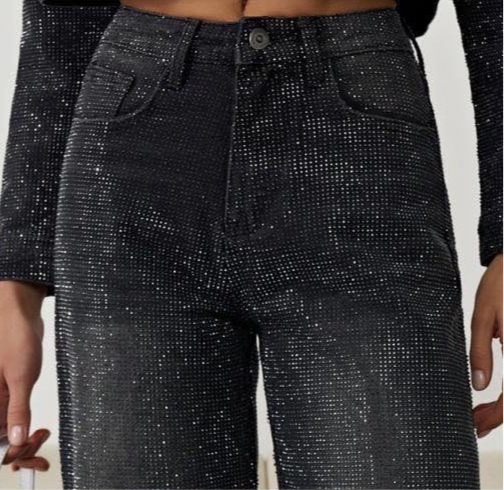 Τζιν παντελόνι μαύρο γεμάτο με στρας