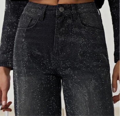 Τζιν παντελόνι μαύρο γεμάτο με στρας