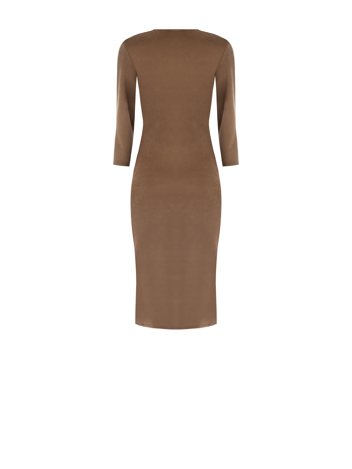 Rinascimento Φόρεμα Midi με μακρύ μανίκι καφέ office look
