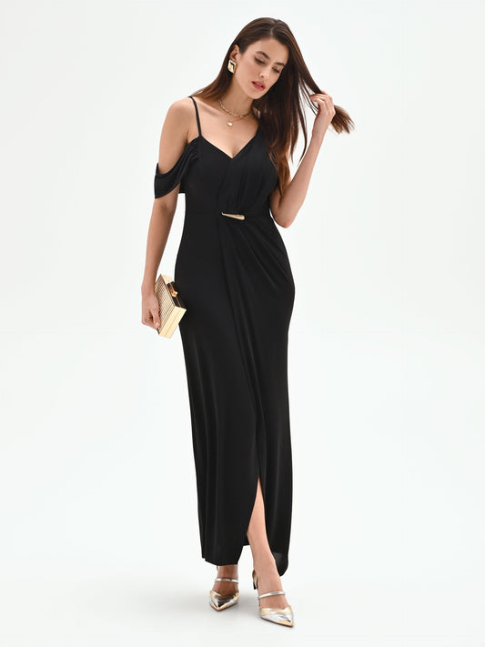 Rinascimento Γυναικείο Φόρεμα Midi Μαύρο Κομψό