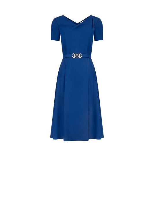 Rinascimento Γυναικείο Φόρεμα Midi με Μανίκι μπλε σκούρο κομψό
