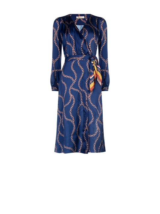 Rinascimento Γυναικείο Φόρεμα Midi με Μανίκι μπλε σκούρο κομψό