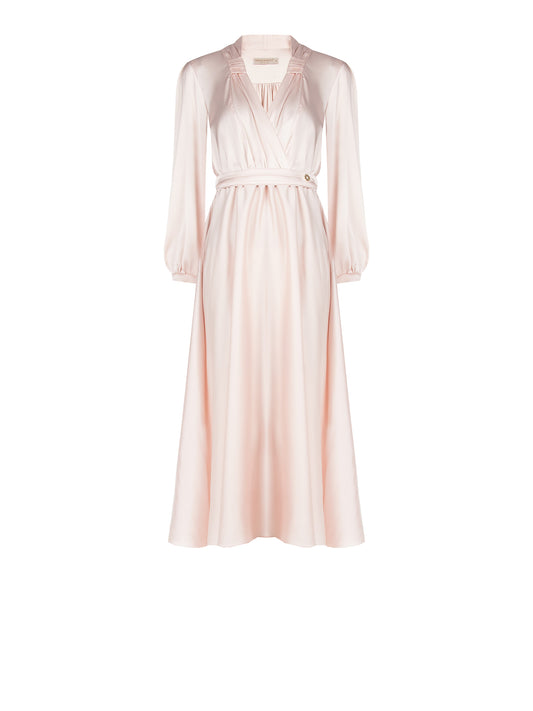 Rinascimento Γυναικείο Φόρεμα Midi Ροζ με Μανίκι για Γάμο & Βάπτιση