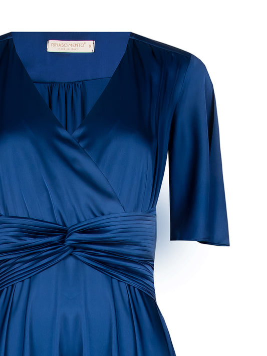 Rinascimento Γυναικείο Φόρεμα Midi με Μανίκι Σατέν μπλε σκούρο για Γάμο & Βάπτιση