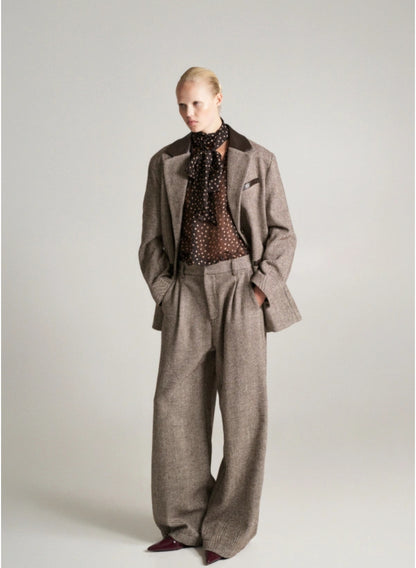 Blazer με δερμάτινες λεπτομέρειες oversized