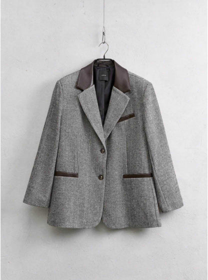 Blazer με δερμάτινες λεπτομέρειες oversized