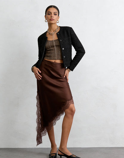 Σατέν Ασύμμετρη Φούστα Κόκκινη - Satin Asymmetric Skirt
